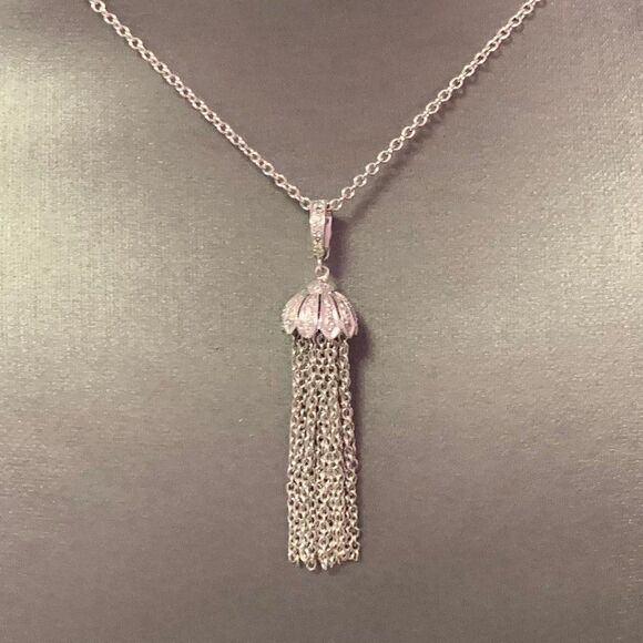 Diamond Tassel Pendant Chain Necklace 18k Gold 0.15 TCW Certified $3,950 111311 - Picture 1 of 10